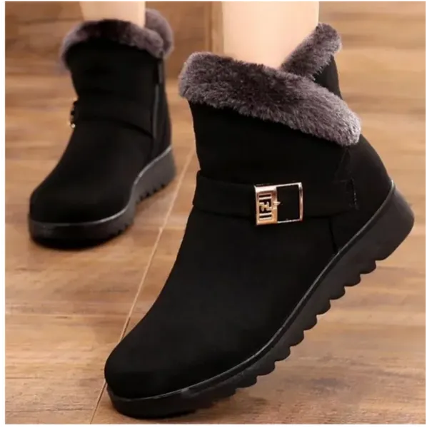 Round Toe Solid Plush Warm Snow Ankle Boots